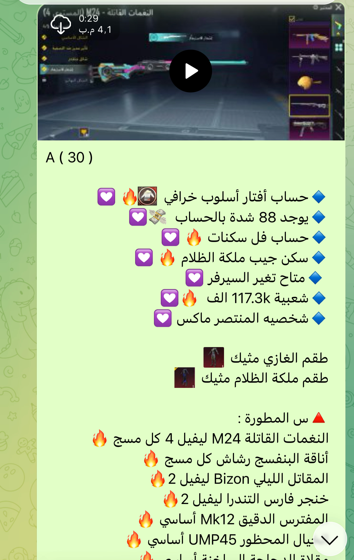 حساب ببجي عالمية A 30